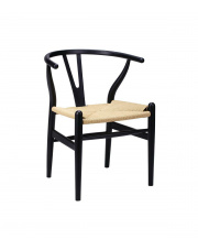 Krzesło WISHBONE czarne - drewno bukowe, naturalne włókno King Home