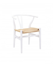 Krzesło WISHBONE białe natural - drewno bukowe, naturalne włókno King Home