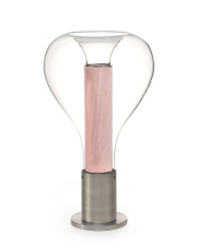 Lampa biurkowa drewniana Eris alu/jasnoróżowa LZF